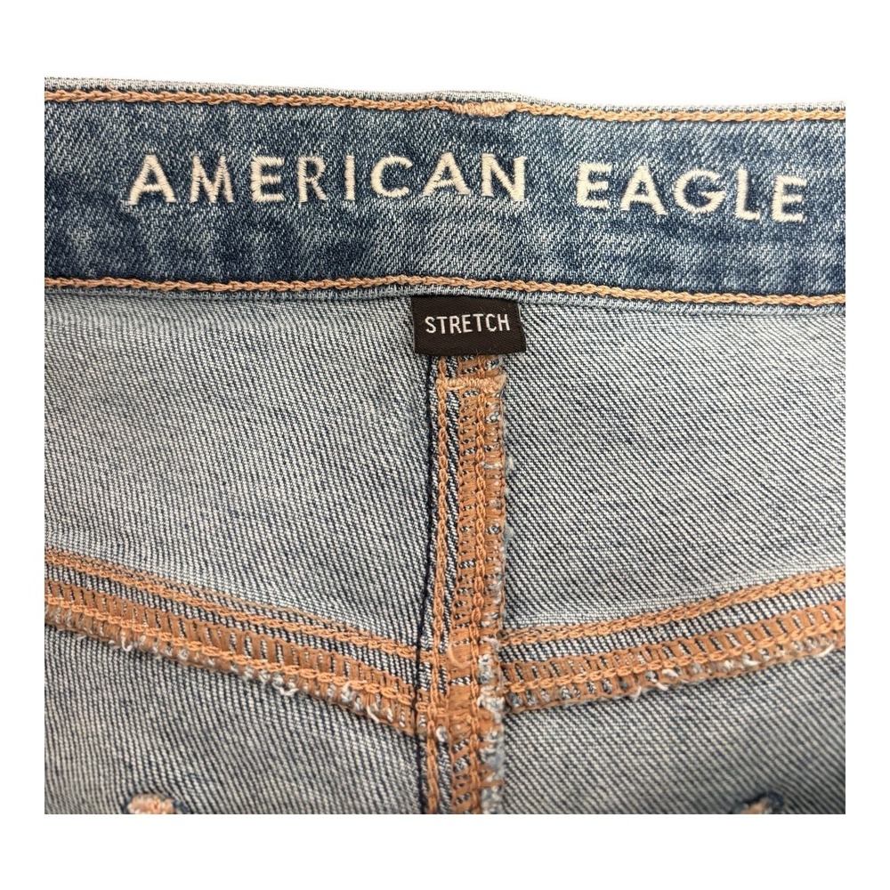 American Eagle Hi Rise Jeans 12 R Blue Cropped Stretch 1977 Straight Leg (32x27) - Picture 3 of 9